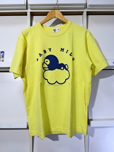 2007【M】 BAPE 雲の上 お昼寝マイロ Tシャツ A BATHING APE（ア ベイシング エイプ） NIGO 新品 BABY MILO アーカイブ ワッペン 黄