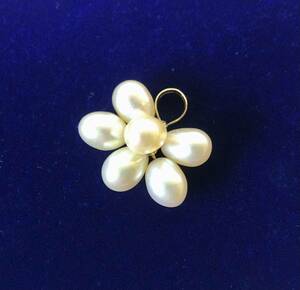 K18 pendant top 18 gold pearl pearl used beautiful goods 