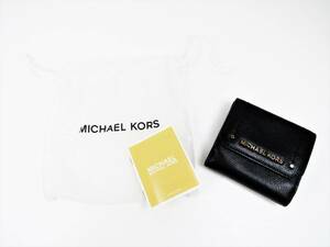 MICHAEL KORS マイケルコース ロゴ レザー 黒 ブラック 二つ折り財布 ミニ財布 カード 札入れ 収納 小銭入れ レディース 中古品