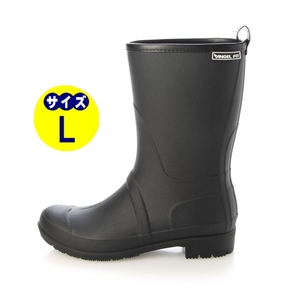  lady's middle height rain boots / new goods [23027-BLK-L]24.5cm~25.0cm rain shoes boots rain shoes 