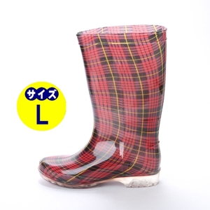Женские юношеские дождевые туфли для дождевых туфлей для мальчиков дождь новая "15032-Red/CHE-L" 23,5 см ~ 24,0 см в запасе вытирал