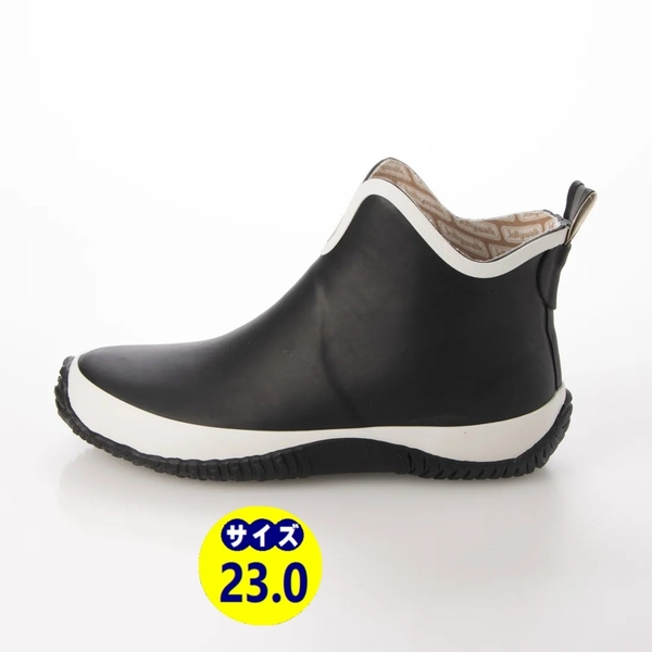 レディースレインブーツ　レインシューズ　長靴　雨靴　天然ゴム素材　新品『20089-blk-wht-230』23.0cm　在庫一掃セール