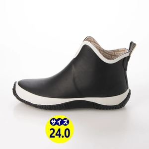 レディースレインブーツ　レインシューズ　長靴　雨靴　天然ゴム素材　新品『20089-blk-wht-240』24.0cm　在庫一掃セール