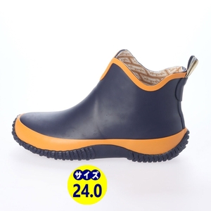 レディースレインブーツ　レインシューズ　長靴　雨靴　天然ゴム素材　新品『20089-nav-240』24.0cm　在庫一掃セール