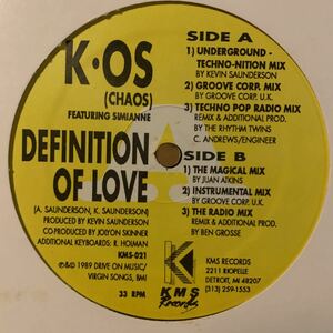 [ KOS (Chaos) Featuring Simianne - Definition Of Love - KMS KMS 021 ] Kevin Saunderson , Juan Atkins