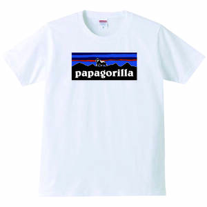 【送料無料】【新品】papagorilla パパゴリラ 紺 Tシャツ パロディ おもしろ プレゼント 父の日 メンズ 白 XLサイズ