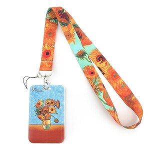  new goods go ho sunflower motif ID card holder case attaching neck strap company member proof ticket holder card inserting pass case IC card-case 