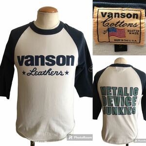 USA製 VANSON バンソン ラグラン Tシャツ S ネイビー ビンテージ xpv
