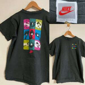 1990's USA製 ビンテージ NIKE 銀タグ マイケル ジョーダン Tシャツ メンズ S相当 黒 ナイキ AIR JORDAN xpv