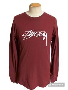 STUSSY ステューシー 長袖 ロゴ Tシャツ M ボルドー ロンT 日本正規ジャックタグ付き ビンテージ xpv