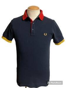 FRED PERRY フレッドペリー マルチカラー ポロシャツ メンズ S ネイビー Slim Fit xpv