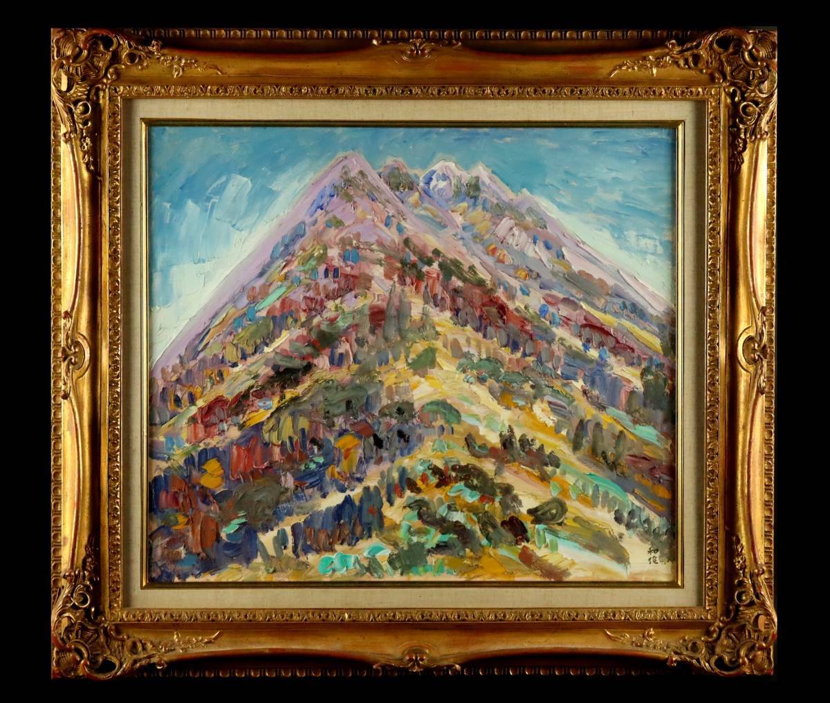 送料0円】 真筆 【真作保証】小林和作「秋景」油彩画 額装品 風景画
