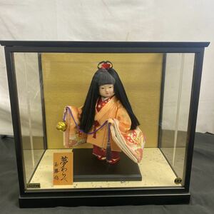 ◆中古 日本人形 夢わらべ 玉勝作 鈴 10号 天神屋 着物 コレクション ガラスケース付 置物 飾り 和風 インテリア 昭和レトロ 104-28