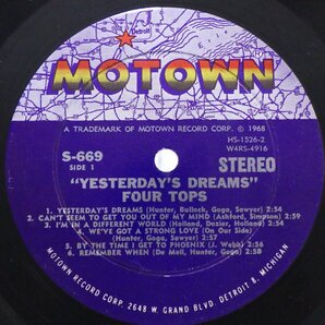 LP レコード FOUR TOPS フォー トップス YESTERDAY’S DREAMS 【E+】 E11062Kの画像3