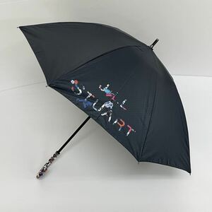  новый товар 51080 JILL STUART Jill Stuart * чёрный черный Logo принт . дождь двоякое применение зонт от солнца зонт от дождя затемнение 99%.. показатель 99% и больше .. маленький gran 