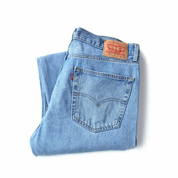 【送料無料】リーバイス 505 ストレート ジーンズ アイスブルー デニムパンツ ジッパー W36.5相当 Levis ジーパン アメカジ 古着 @EA0209