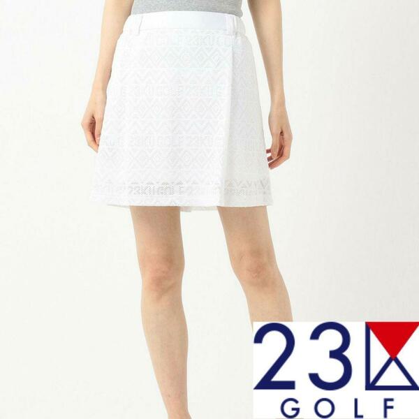 【新品タグ付き】23区ゴルフ ロゴメッシュジャガードスカート レディースⅡ