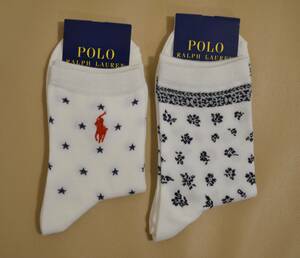 新品　未使用 　タグ付き　女性　POLO RALPH LAUREN 　ポロ ラルフローレン　綿混クルーソックス　２足セット　送料無料