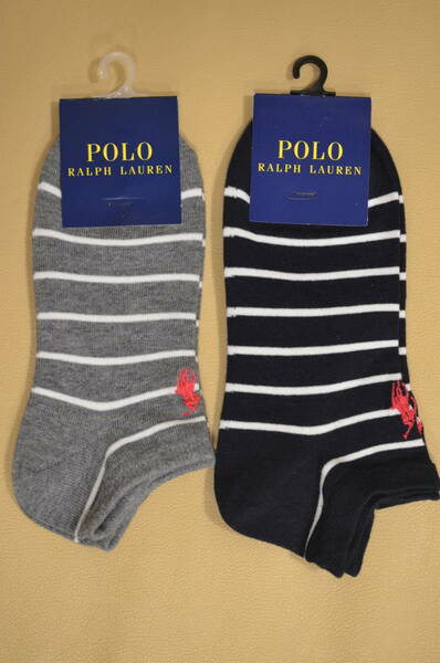 新品未使用　タグ付き 女性　POLO RALPH LAUREN　ポロラルフローレン　ボーダー柄ショートソックス　２足セット　送料無料