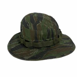 ■ ビンテージ USA製 タイガーストライプ 迷彩 総柄 SUN HAT HOT WEATHER TYPE Ⅱ SIZE 7 1/4 MIL-SPEC-H-43577 民間 サバゲー ハット ■