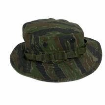 ■ ビンテージ USA製 タイガーストライプ 迷彩 総柄 SUN HAT HOT WEATHER TYPE Ⅱ SIZE 7 1/4 MIL-SPEC-H-43577 民間 サバゲー ハット ■_画像2