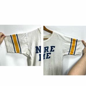 ■ 70s ビンテージ USA製 Champion チャンピオン NOTRE DAME 染み込みプリント フットボール Tシャツ M カレッジ ノートルダム バータグ ■の画像4