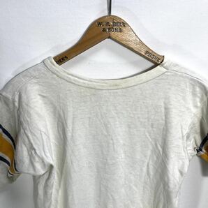 ■ 70s ビンテージ USA製 Champion チャンピオン NOTRE DAME 染み込みプリント フットボール Tシャツ M カレッジ ノートルダム バータグ ■の画像8