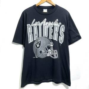 ■ 80s 80年代 USA製 ビンテージ Artex NFL Los Angeles RAIDERS ライダース プリント シングルステッチ Tシャツ サイズL 黒 アメフト ■