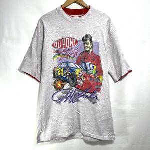 ■ 90s USA製 ビンテージ DUPONT #24 Jeff Gordon BRICKYARD 400 WINNER レーシング プリント Tシャツ サイズL Racing ジェフゴードン ■