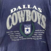 ■ 90s 90年代 ビンテージ USA製 NUTMEG NFL COWBOYS カウボーイズ 刺繍ロゴ入り イラスト Tシャツ サイズXL 紺 アメフト スポーツ 観戦 ■_画像2