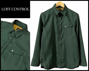 送無 使用感少ない美品 LOST CONTROL ロストコントロール 16AW SP TWILL WESTERN SHIRTS 長袖 ツイル ウエスタン シャツ ダークグリーン M