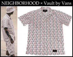 送無 希少 NEIGHBORHOOD ネイバーフッド × Vault by Vans ヴォルト バイ ヴァンズ バンズ 17ss BMX ロゴ モノグラム 総柄 半袖 シャツ S