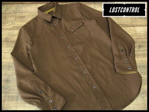 送無 LOST CONTROL ロストコントロール L16A2-2011 16AW SP TWILL WESTERN SHIRTS 長袖 ツイル ウエスタン シャツ 片ポケ ワーク 無地 茶 2