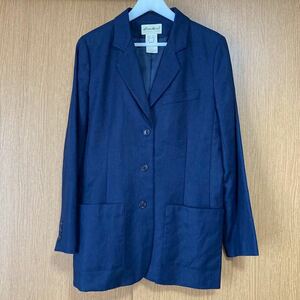  превосходный товар EddieBauer Eddie Bauer весна лето linen100% tailored jacket темно-синий женский 4 большой размер 3. Vintage б/у одежда 