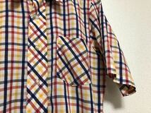 【送料無料】70s80sヴィンテージMADE IN USAアメリカ製h.i.sチェック半袖シャツsize M15-15 1/2_画像8