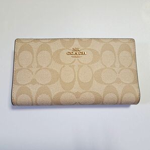 COACH 長財布 シグネチャー ラウンドファスナー コーチ コーチ長財布 PVCレザー 小銭入れ