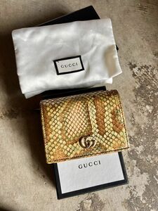 GUCCI ggマーモント パイソン柄　コンパクト　ウォレット