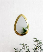鏡 壁掛けミラー おしゃれ 真鍮 アンティーク レトロ ゴールド ウォールミラー しずく型 シンプル 玄関 洗面所 真鍮の壁掛けミラー エッグ_画像2