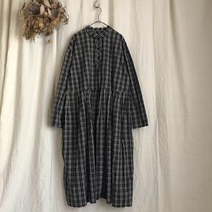 manuelle guibal マニュエルギバル チェック タック ボリューム ワンピース/ドレス SIZE0