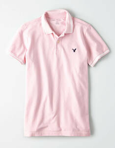 ラスト！！◇◆AE/アメリカンイーグル / AEティップドピケポロ / 鹿の子POLO / US L / L.Pink /新品