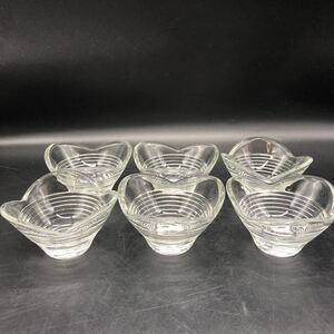 すみれ豆鉢　5個セット　SOGAガラス　昭和レトロ　小鉢　ガラス　アンティーク　食器　W26