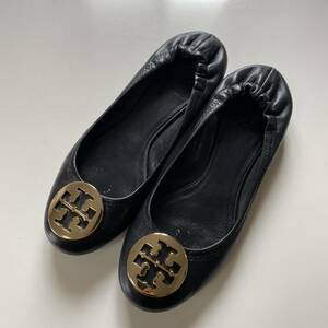 【美品】トリーバーチ　TORY BURCH レザー　フラットシューズ　ブラック　サイズ7 1/2M 約24.5センチ　バレエシューズ