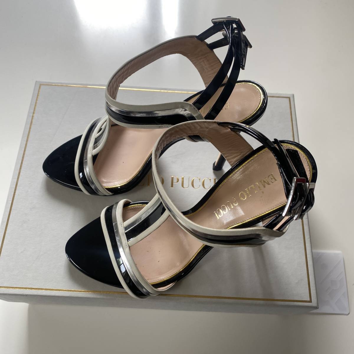 【美品】エミリオプッチ ハイヒール アンクルストラップ サンダル パンプス サイズ35ハーフ EMILIO PUCCI ヒール約10センチ
