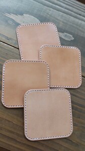  Coaster 4 point set Tochigi saddle leather hand made leather craft * natural *