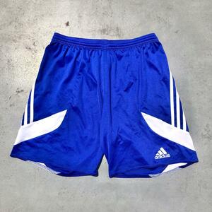 adidas アディダス ショートパンツ 短パン 半ズボン Oサイズ XLサイズ 相当 ブルー 青色 2014年製 climalite サッカー