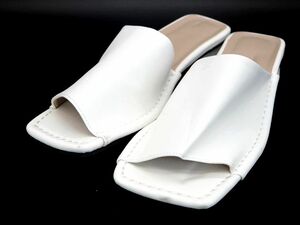 JEANASIS Jeanasis square mules sandals sizeL(24.5cm about )/ white #* * dgd1 lady's 