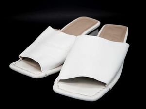 JEANASIS Jeanasis square asimeto Lee mules sandals sizeL(24.5cm about )/ white #* * dgd1 lady's 