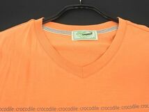 ネコポスOK CROCODILE クロコダイル Vネック ロゴプリント Tシャツ sizeL/オレンジ ■◆ ☆ dga4 メンズ_画像3