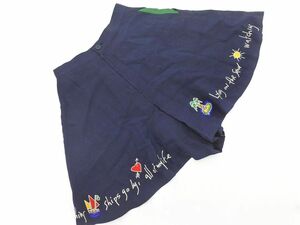 ネコポスOK CASTELBAJAC カステルバジャック sport 刺繍 キュロット パンツ size11/紺 ■◆ ☆ dgb0 レディース