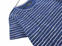 ネコポスOK エンポリオアルマーニ ロゴ ボーダー Tシャツ sizeS/紺 ■◆ ☆ dgb4 レディース_画像2